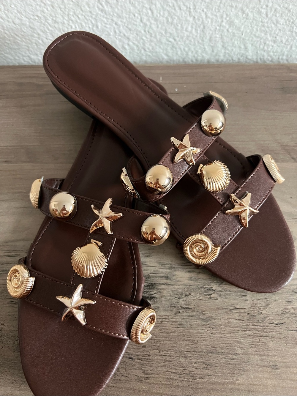 Brown Seashell Sandals